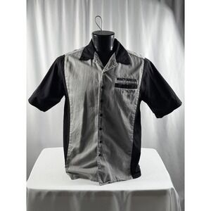 Harley Davidson Men's Short Sleeve Button Up Shirt Flame Skull Graphic